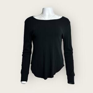 For the Republic | Long Sleeve Cotton Top | Black | Large